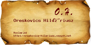 Oreskovics Hiláriusz névjegykártya
